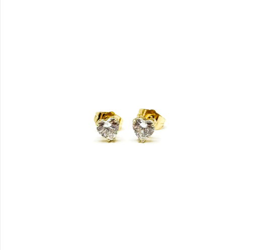 MEDIUM HEART STUD 14K